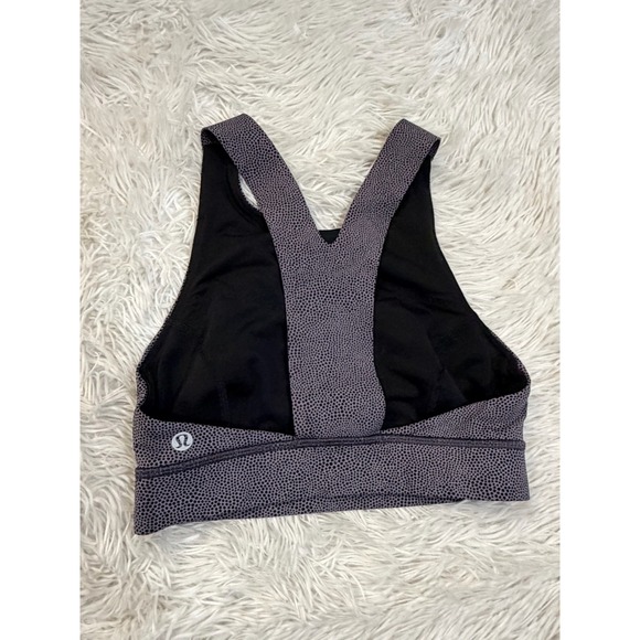lululemon athletica Other - Lululemon Fast and Free Sports Bra Women's Size 4 Gray Polka Dots Racerback